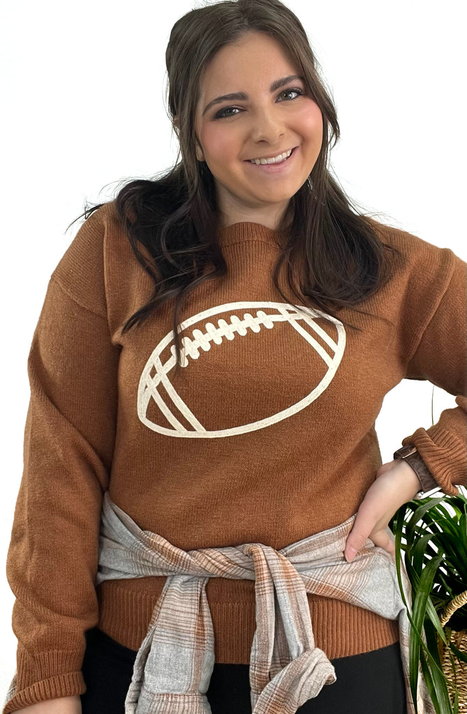 Football Embroidered Pullover Sweater