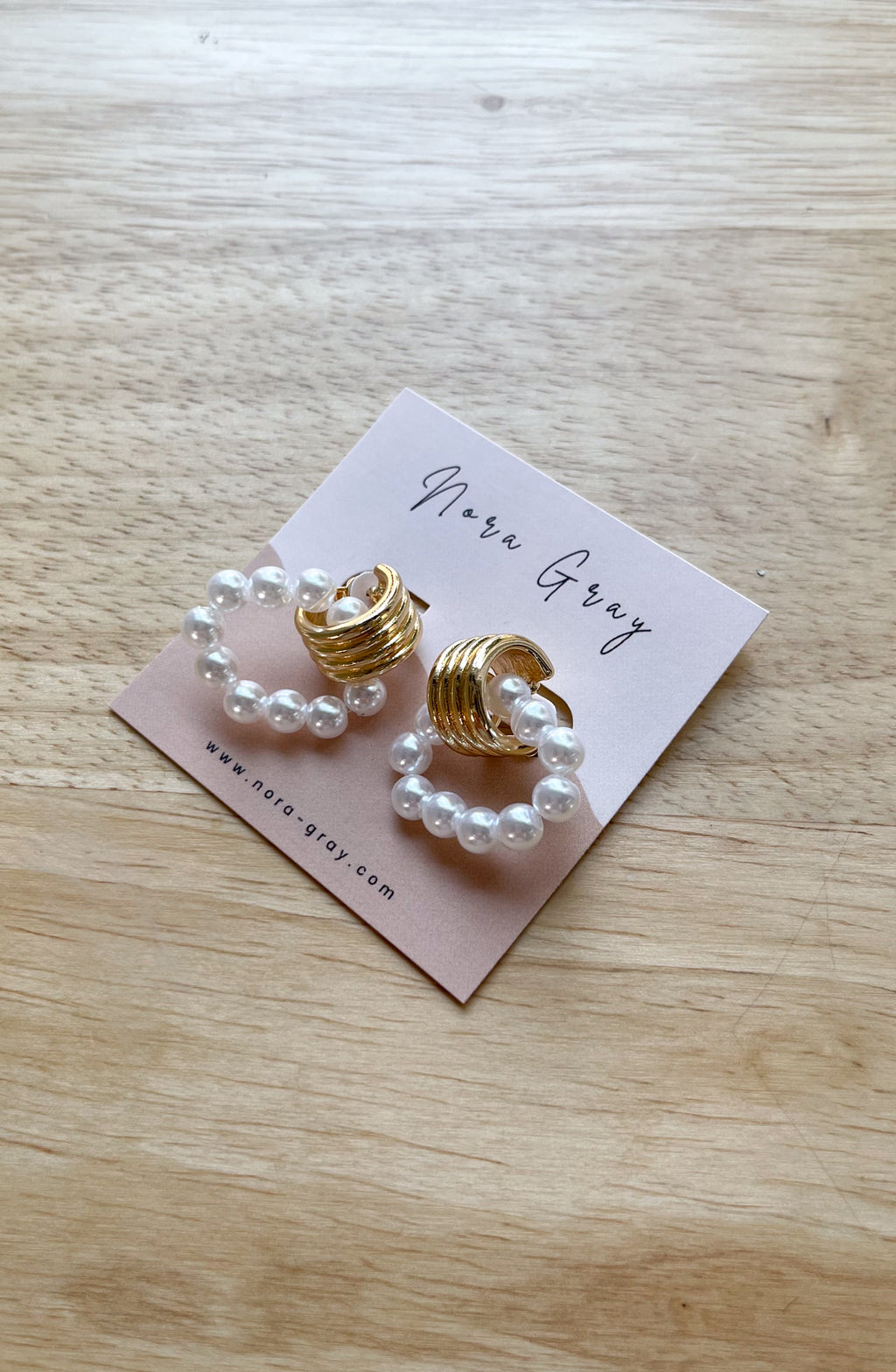 Pearl Ring Metal Earrings | Gold-Dipped