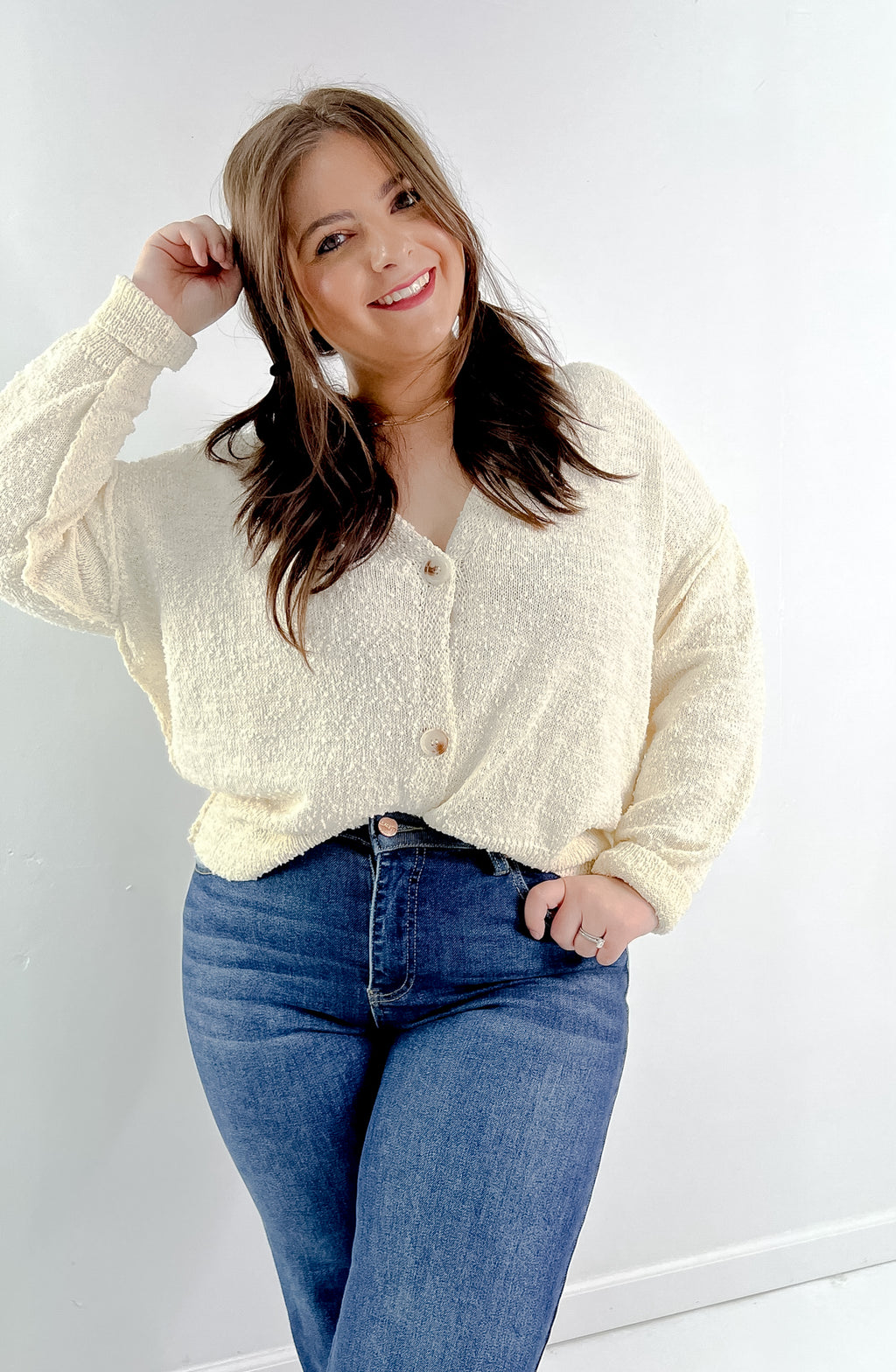 Oatmeal Button Front Cardigan