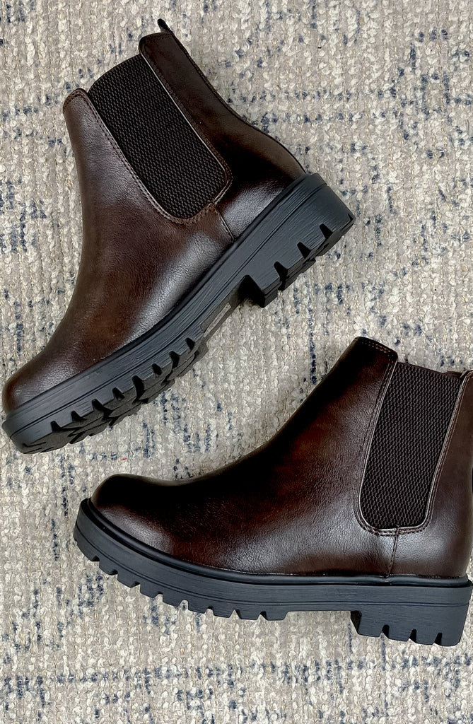 Brown Stretch Panel Ankle Boots