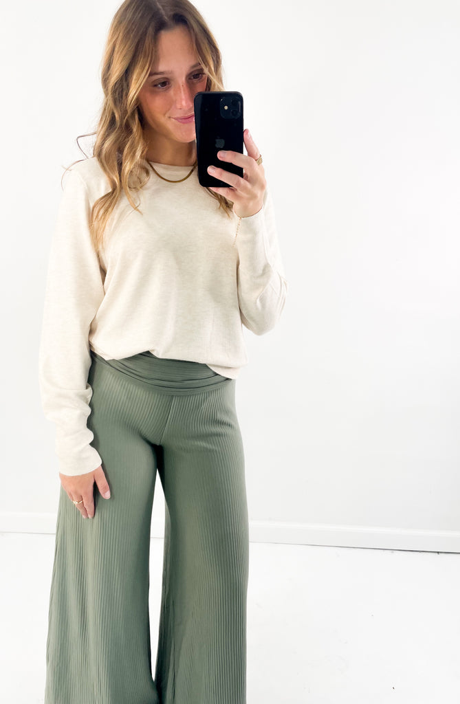 Ribbed Double Banded Waist Pants