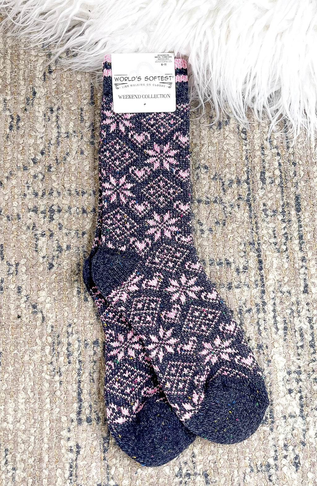 Holiday Confetti Diamond Denim Crew Socks