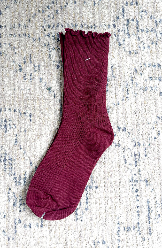 Ruffled Solid Long Socks