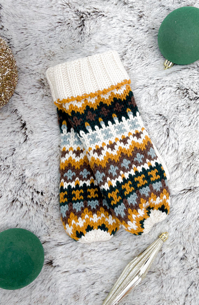 Patterned Mittens | Cream Multicolored