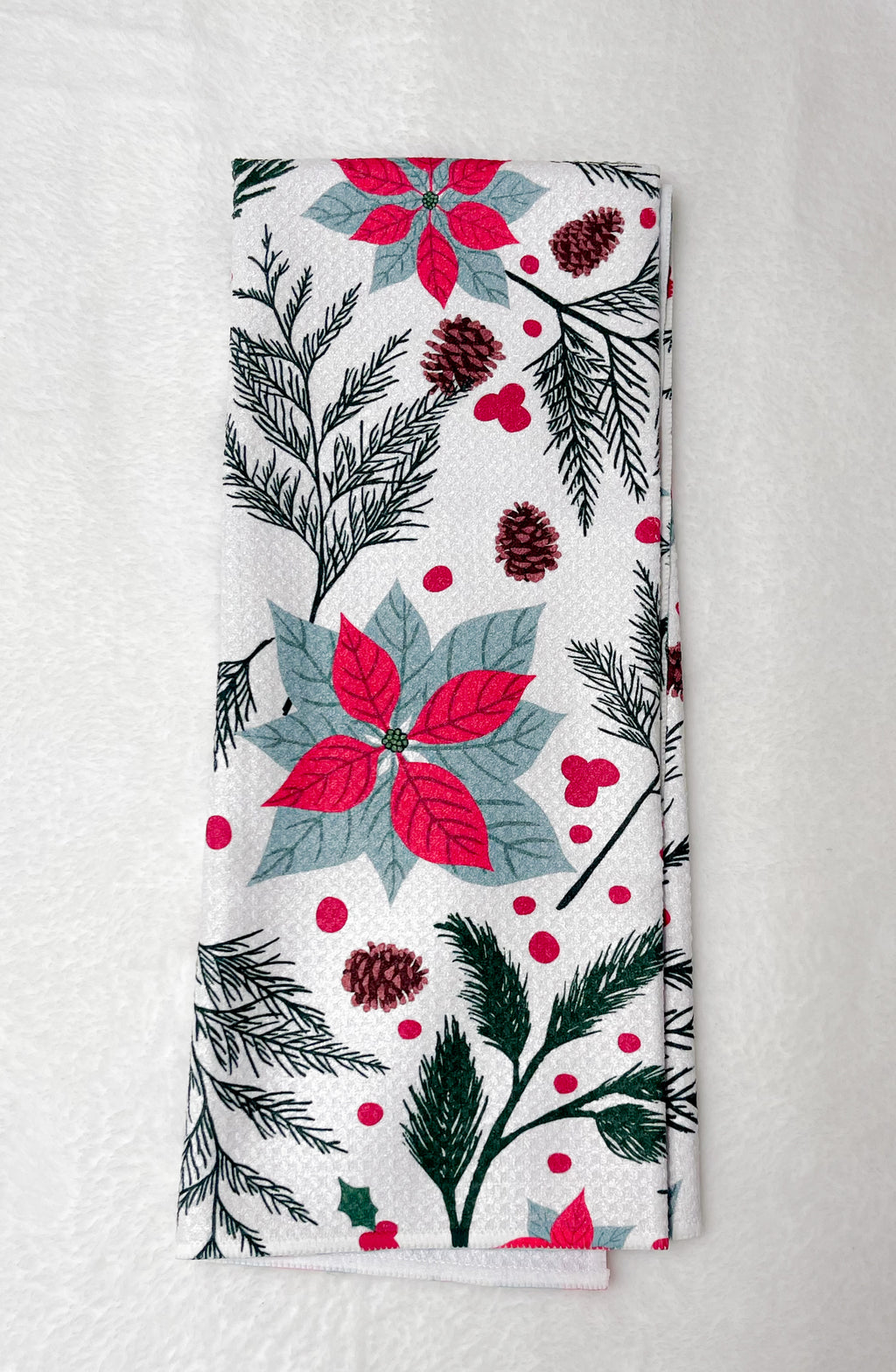 Woodland Poinsettia Kitchen Tea Towel