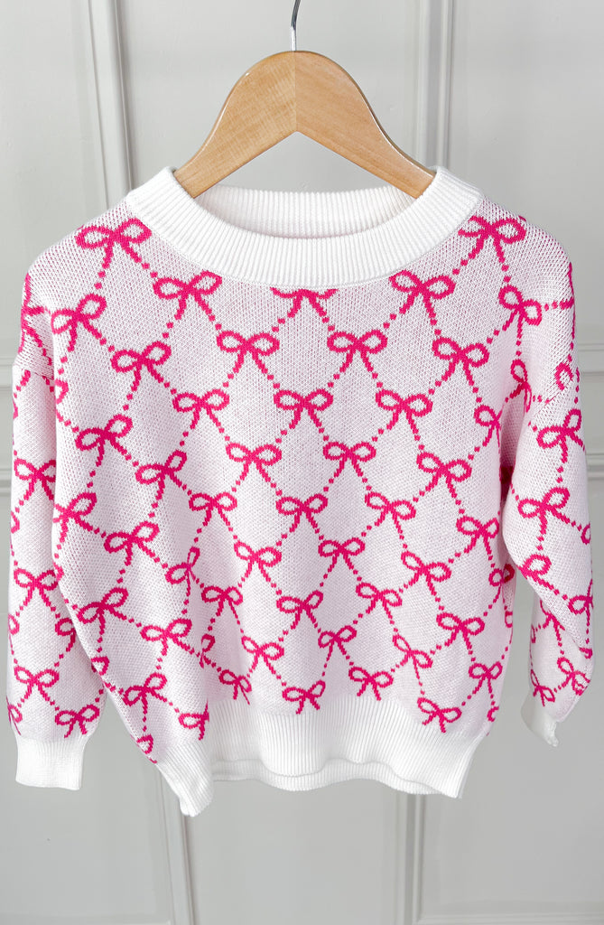 Pink Bow Tie Girl's Sweater