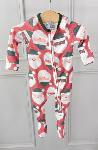 Copper Pearl Clause Zip Up Footie Pajamas