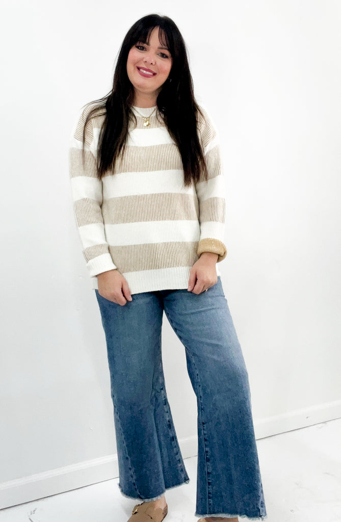 Oversized Ribbed Striped Sweater