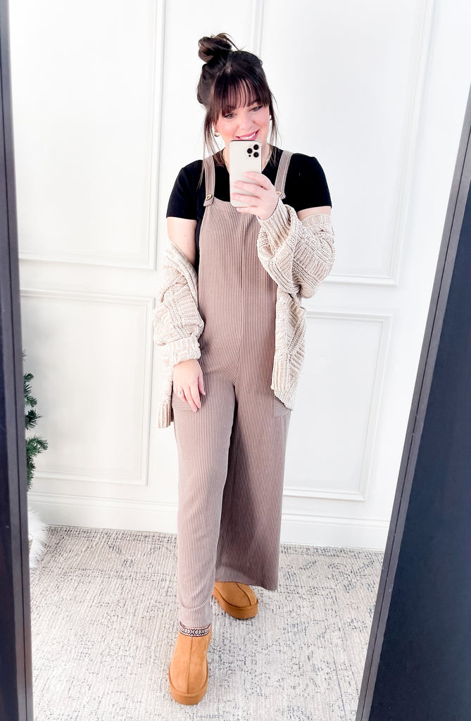 Soft Textured Ribbed Overall Jumpsuit