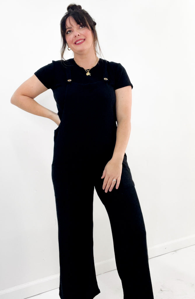 Soft Textured Ribbed Overall Jumpsuit