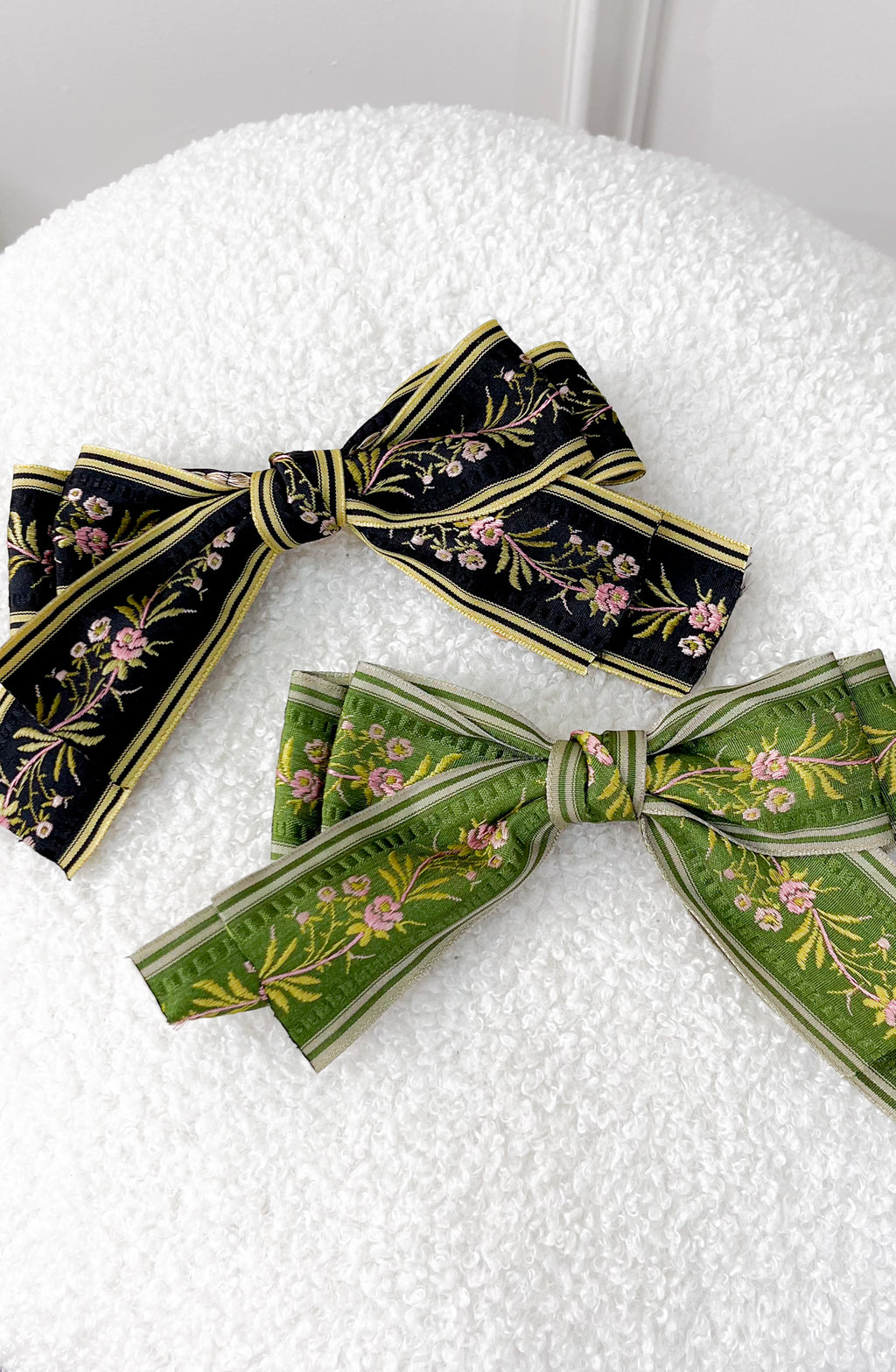 Embroidered Double Bow Hairpin