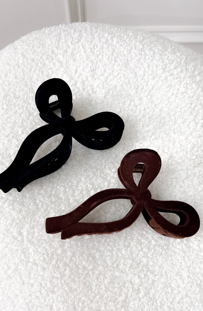 Velvet Bow Hair Claw Clip