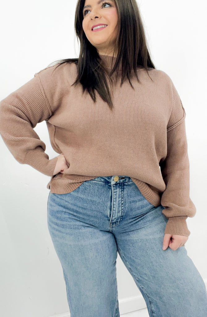 Exposed Seam Ribbed Sweater