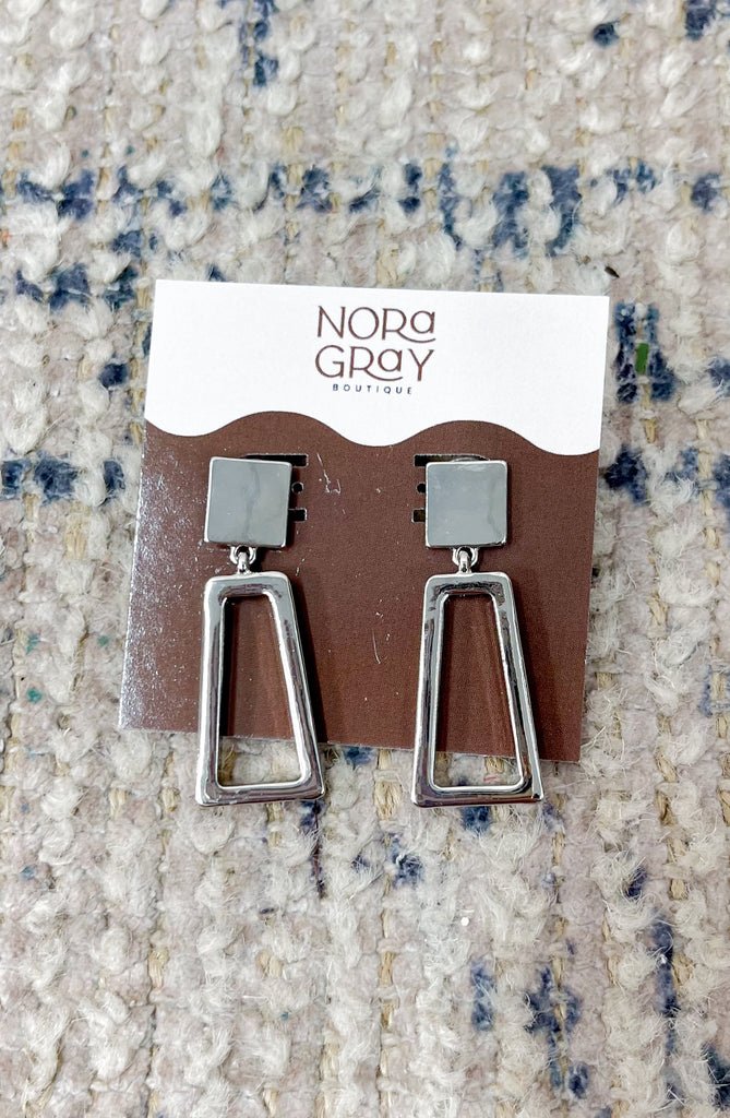 Metal Hollow Rectangle Post Earrings