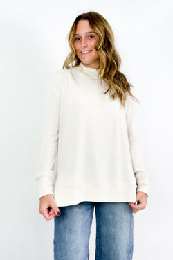 Flowy Long Sleeve Mock Neck Tunic