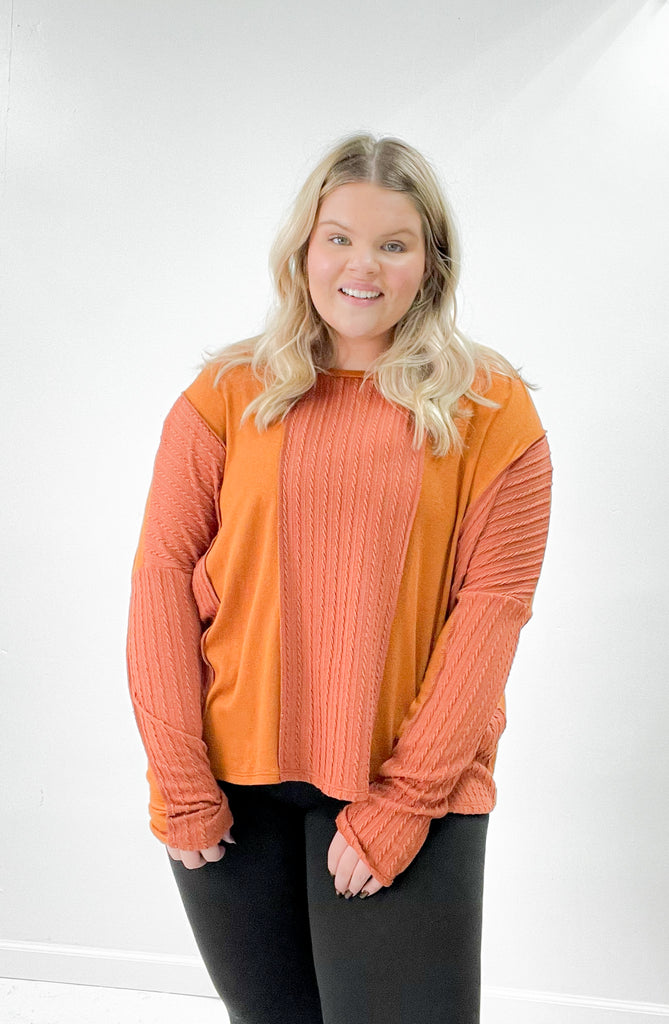 Vertical Colorblock Hacci Curvy Sweater