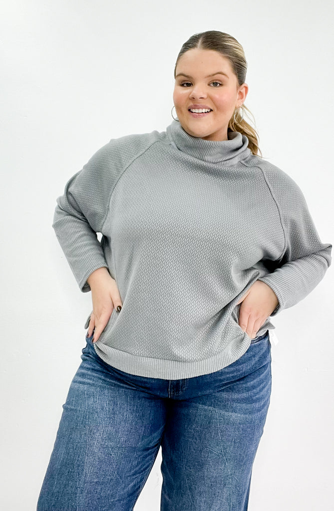 Curvy Mock Neck Dolman Sleeve Top