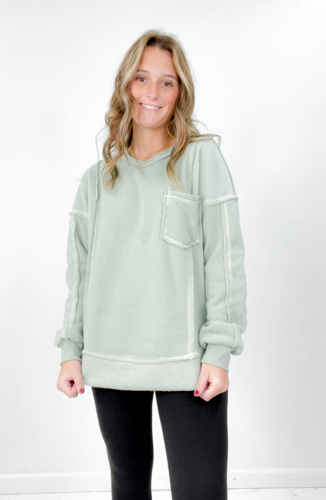 Oversize Terry Knit Contrast Pullover