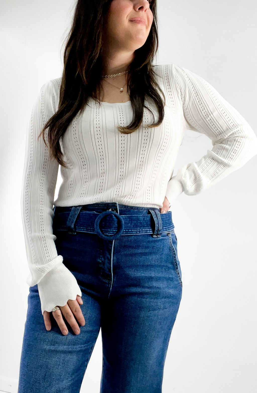 Scallop Edge Pointelle Sweater