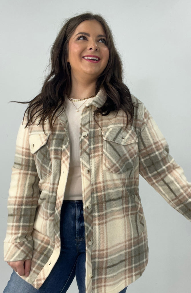 Stella Collared Button Down Plaid Jacket