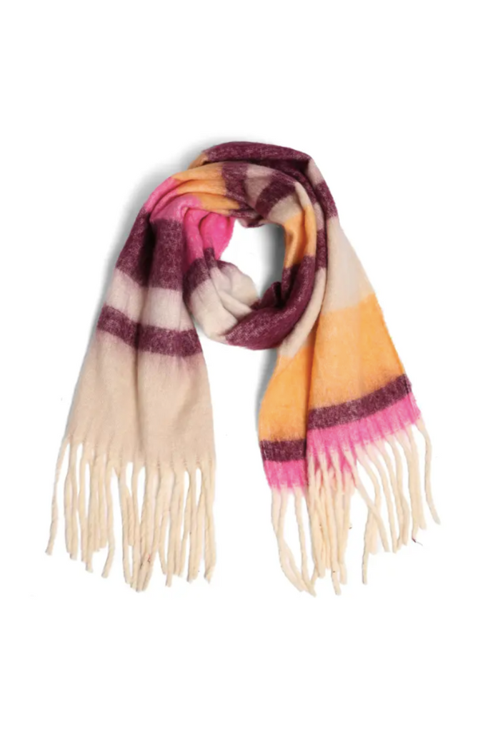 Rainbow Color Striped Chunky Scarf