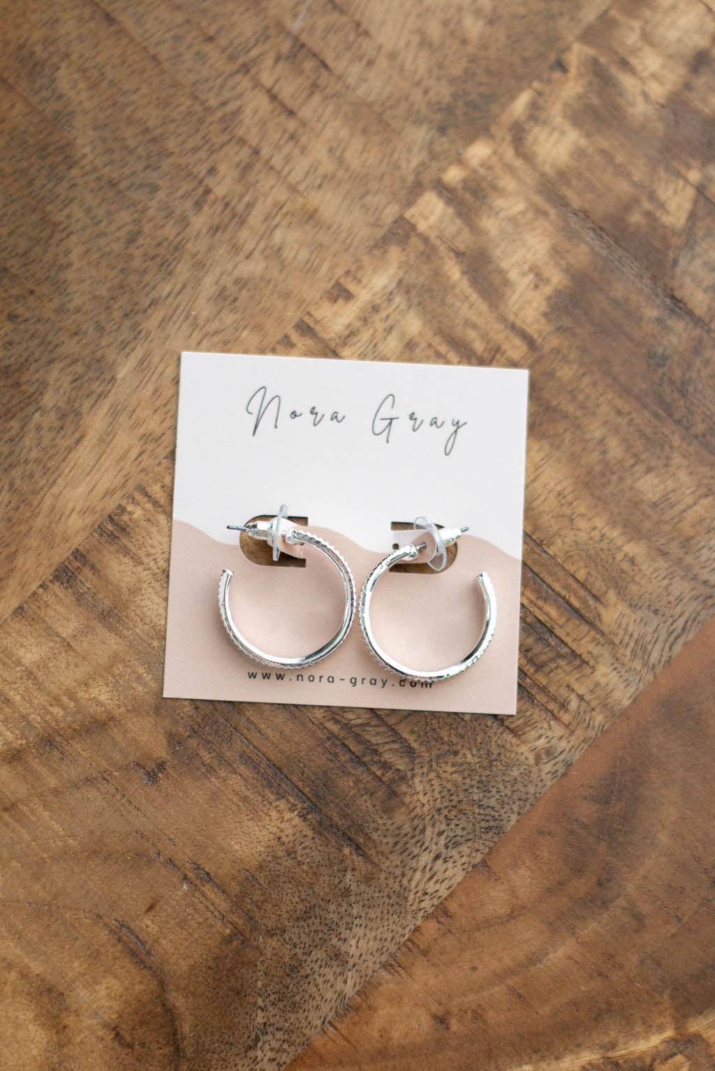 Metal Textured 25mm Hoop Earrings