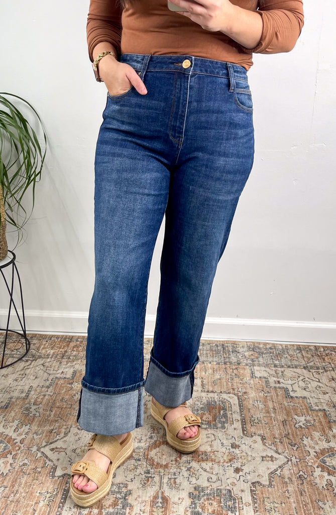 Kut from the Kloth Sienna High-Rise Wide Leg Rolled Jeans