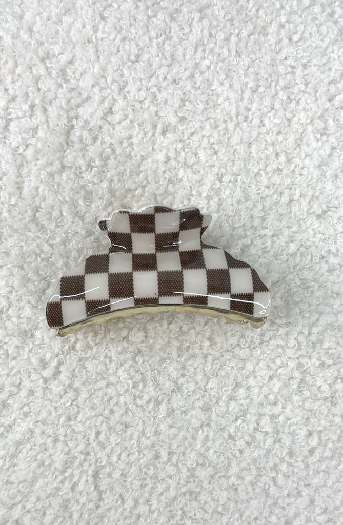 Checker Printed Hair Claw Clips