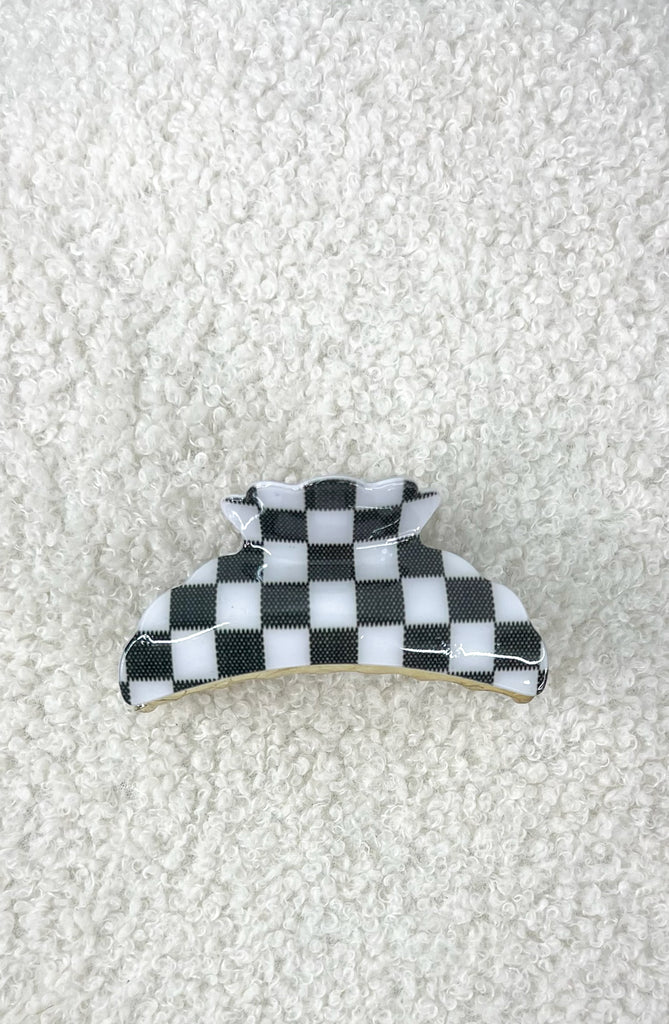 Checker Printed Hair Claw Clips