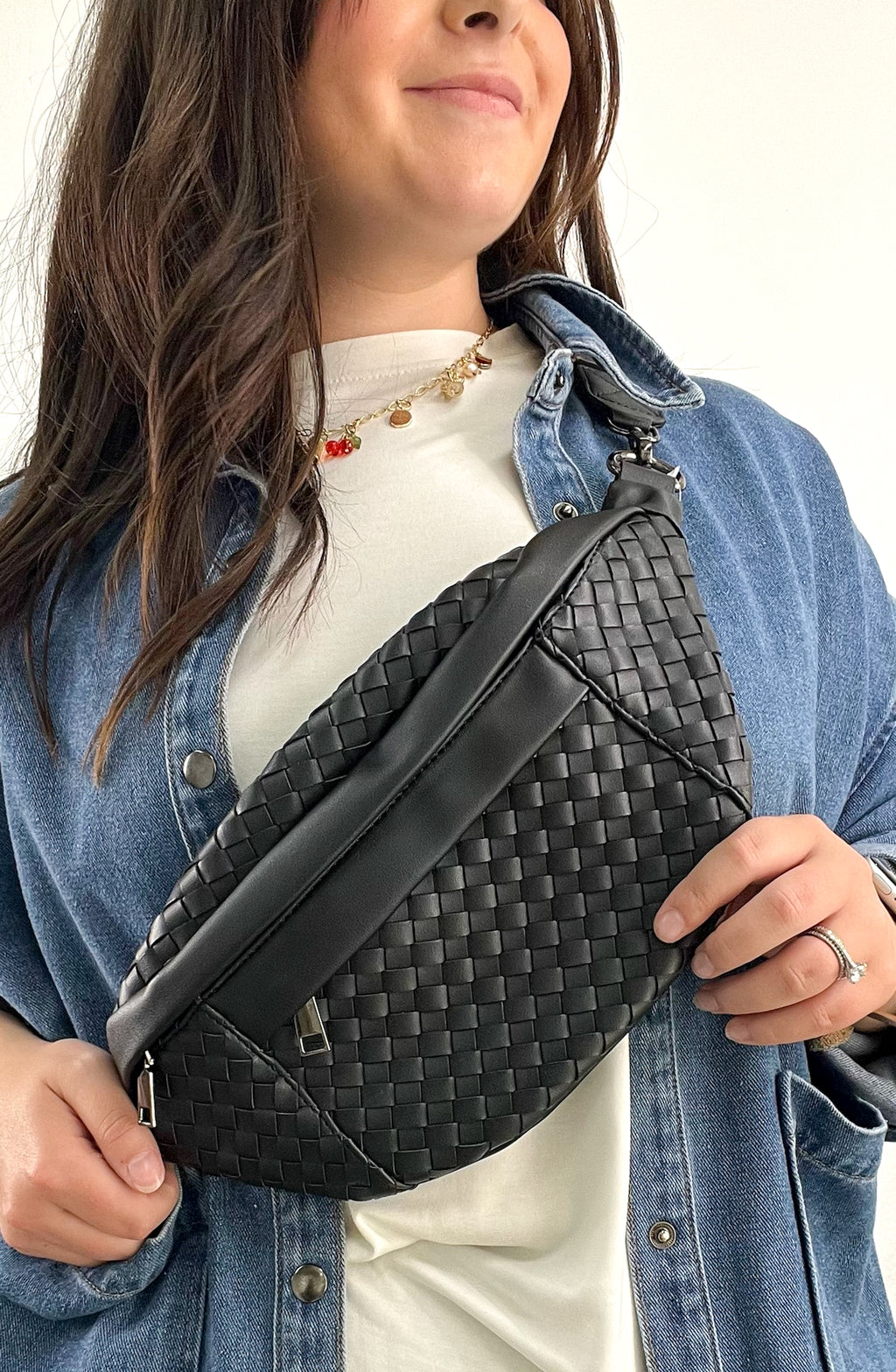 Riley Woven Leather Sling Bag