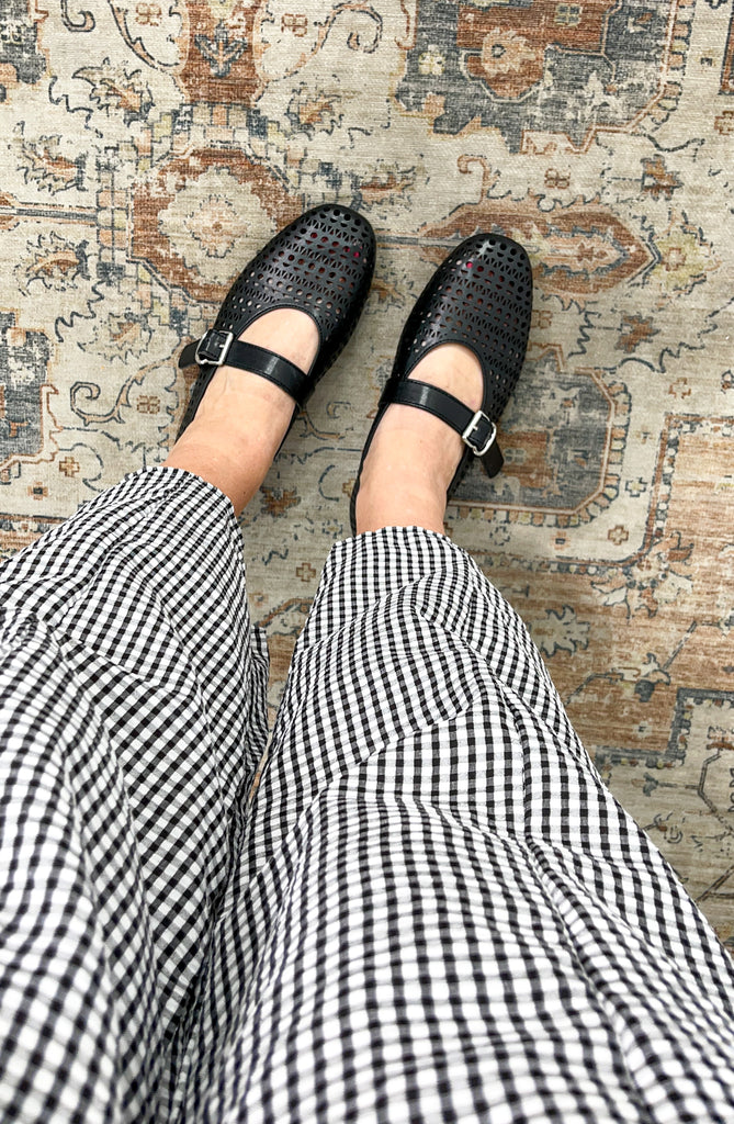 Perforated Mary Jane Buckle Flats