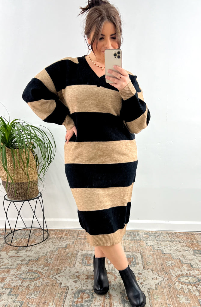 Super Chunky Wide Stripe Midi Dress