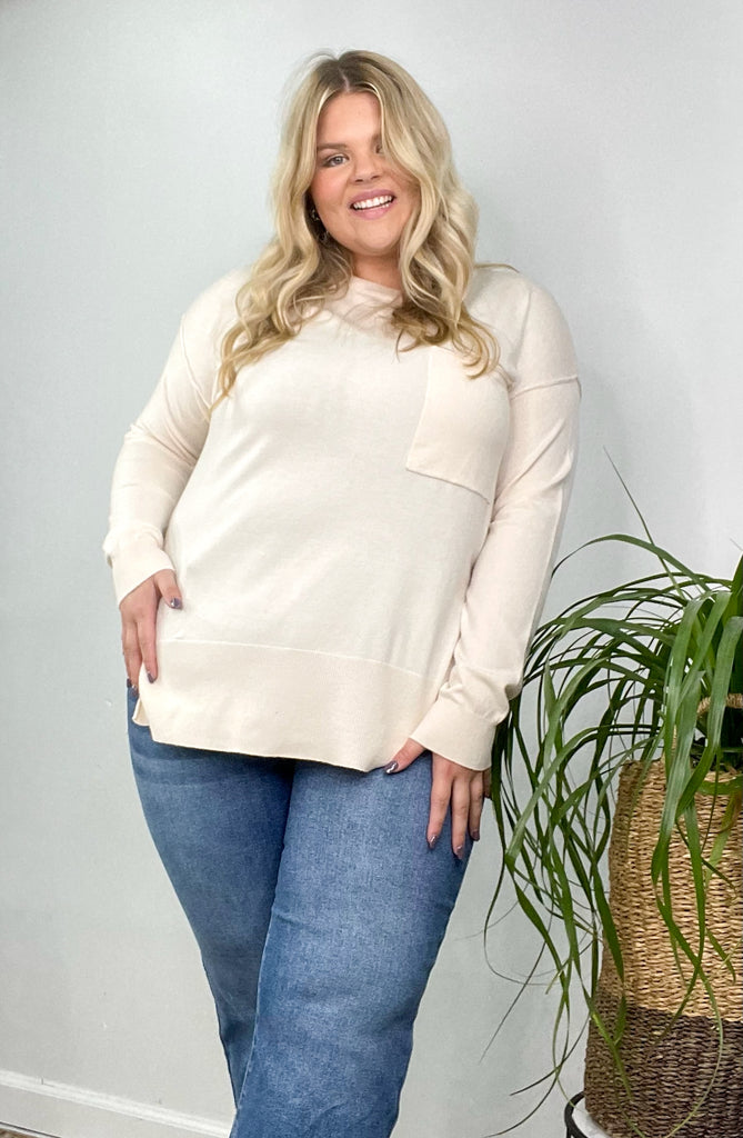 Coffee & Cream Curvy Split Side Sweater