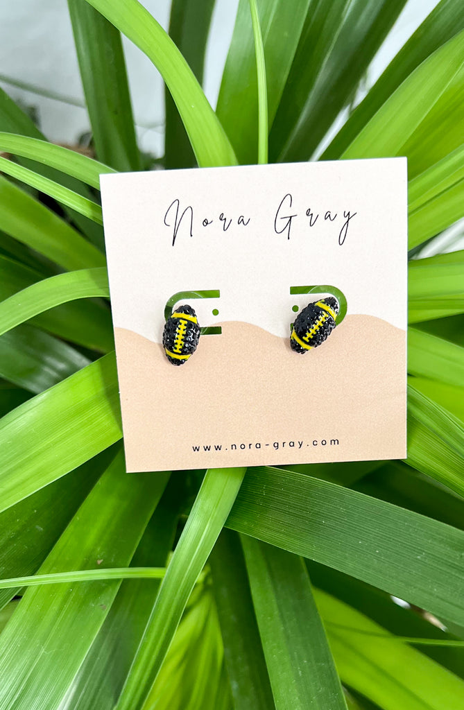 Black & Yellow Pave Football Studs