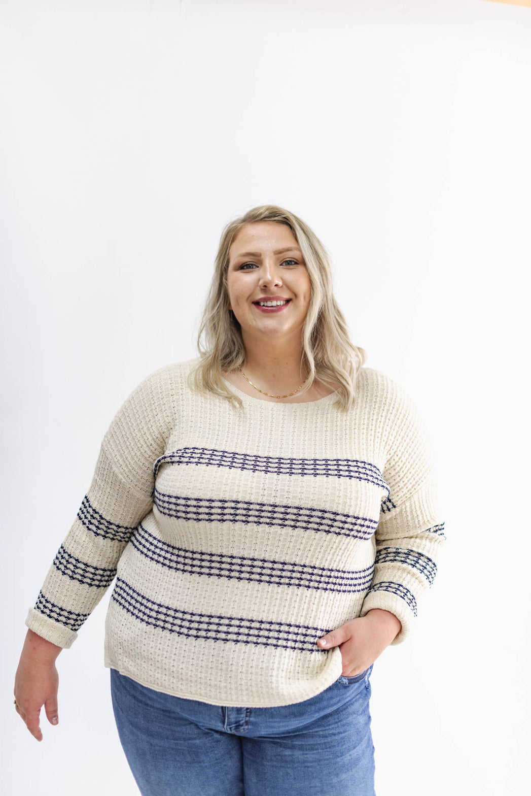 World's Collide Curvy Oversize Stripe Sweater