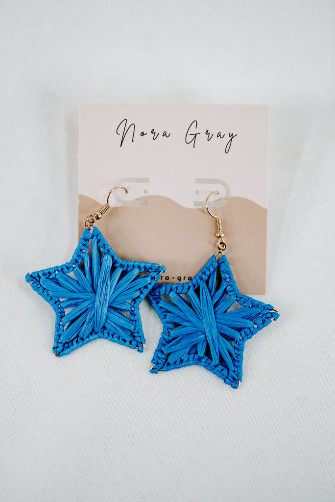 Bold Raffia Wrapped Star Earrings