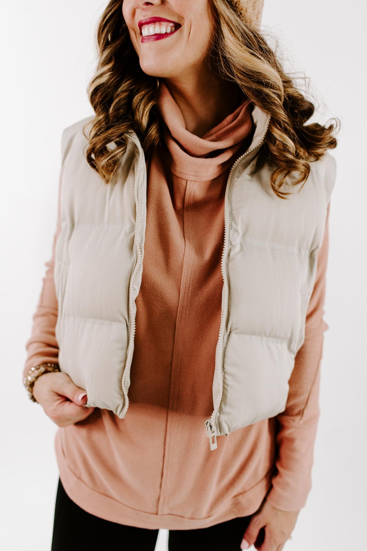 Puffer Vest- Brown/Cream