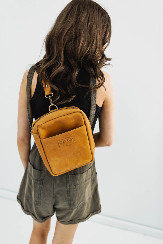 Zelaki Teddy Sling Bag in Mustard