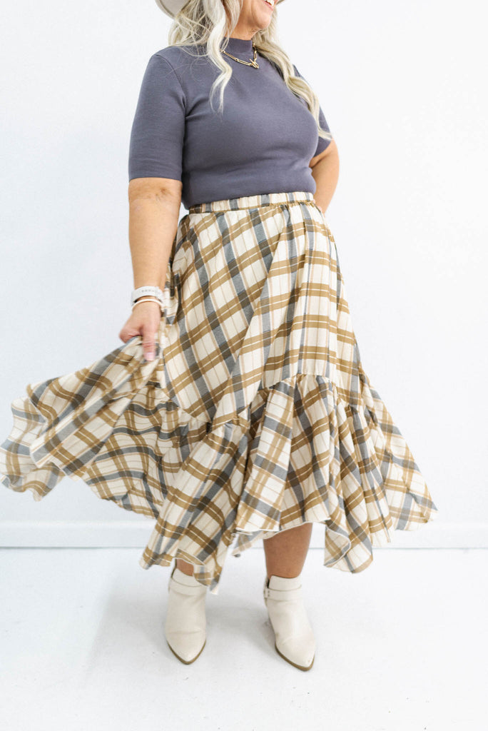 Across The Pond Handkerchief Midi Skirt