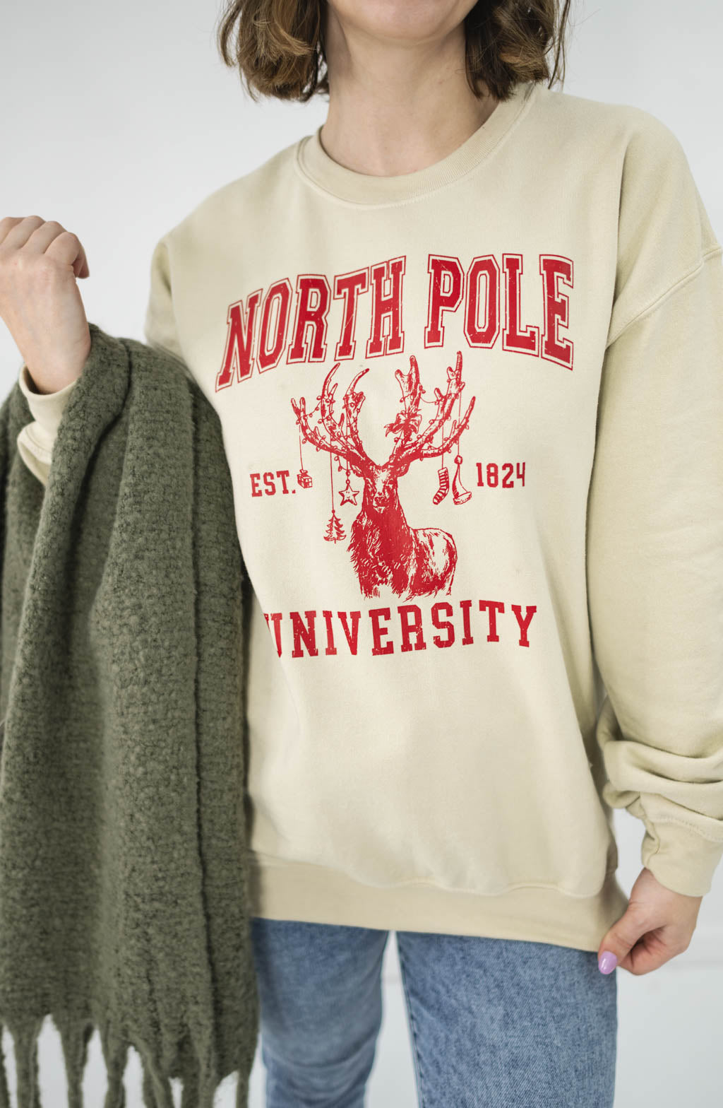 North Pole University Christmas Deer Sweatshirt