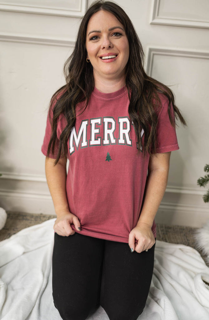 Merry Christmas Varsity Letters Graphic Tee