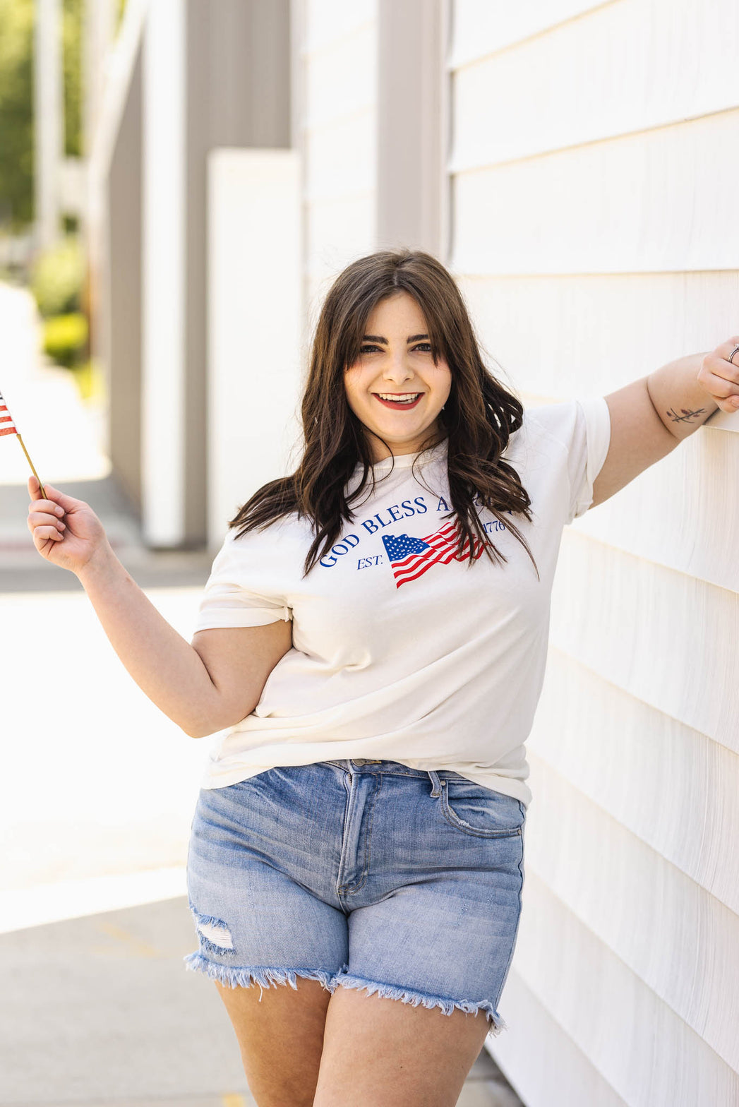 God Bless America Mineral Curvy Graphic Tee