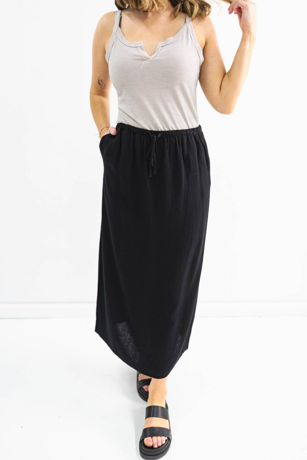 You're A Natural Linen Midi Skirt