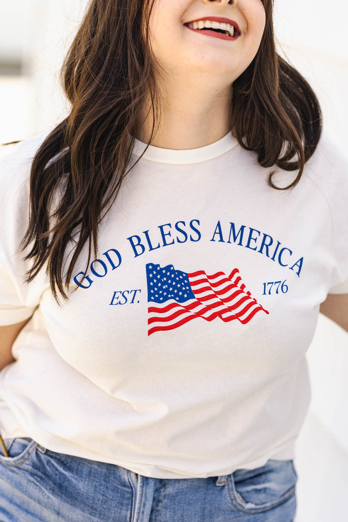 God Bless America Mineral Curvy Graphic Tee