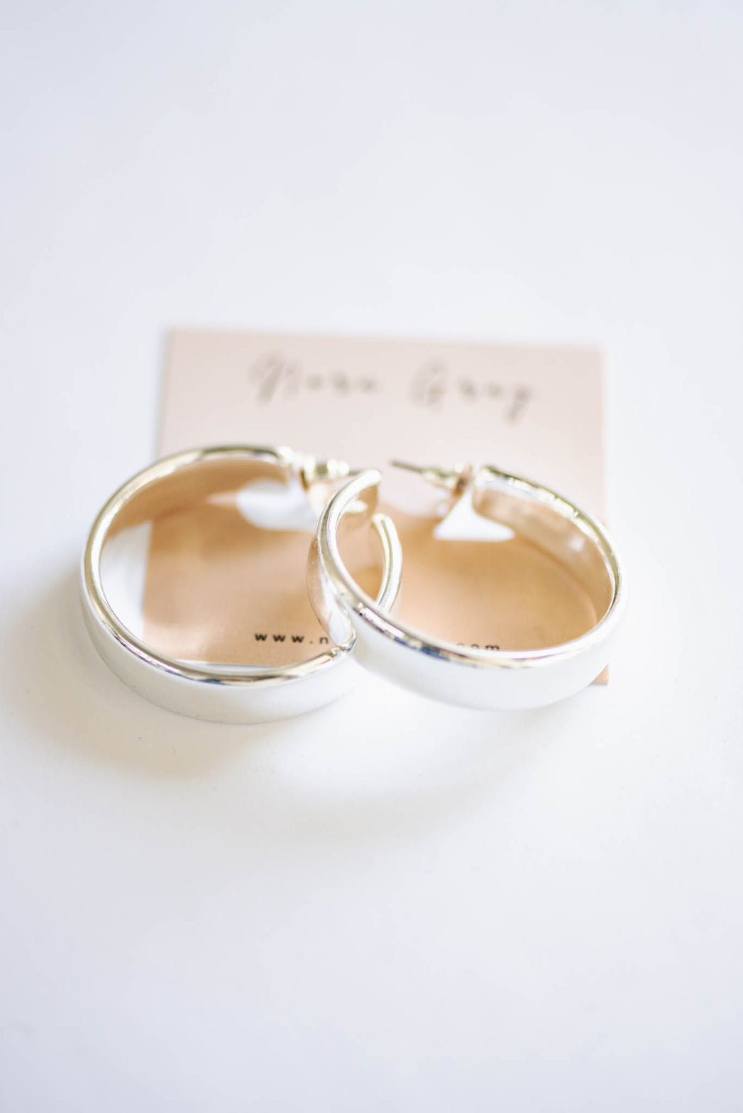 Flattened Round Metal Hoop Earrings