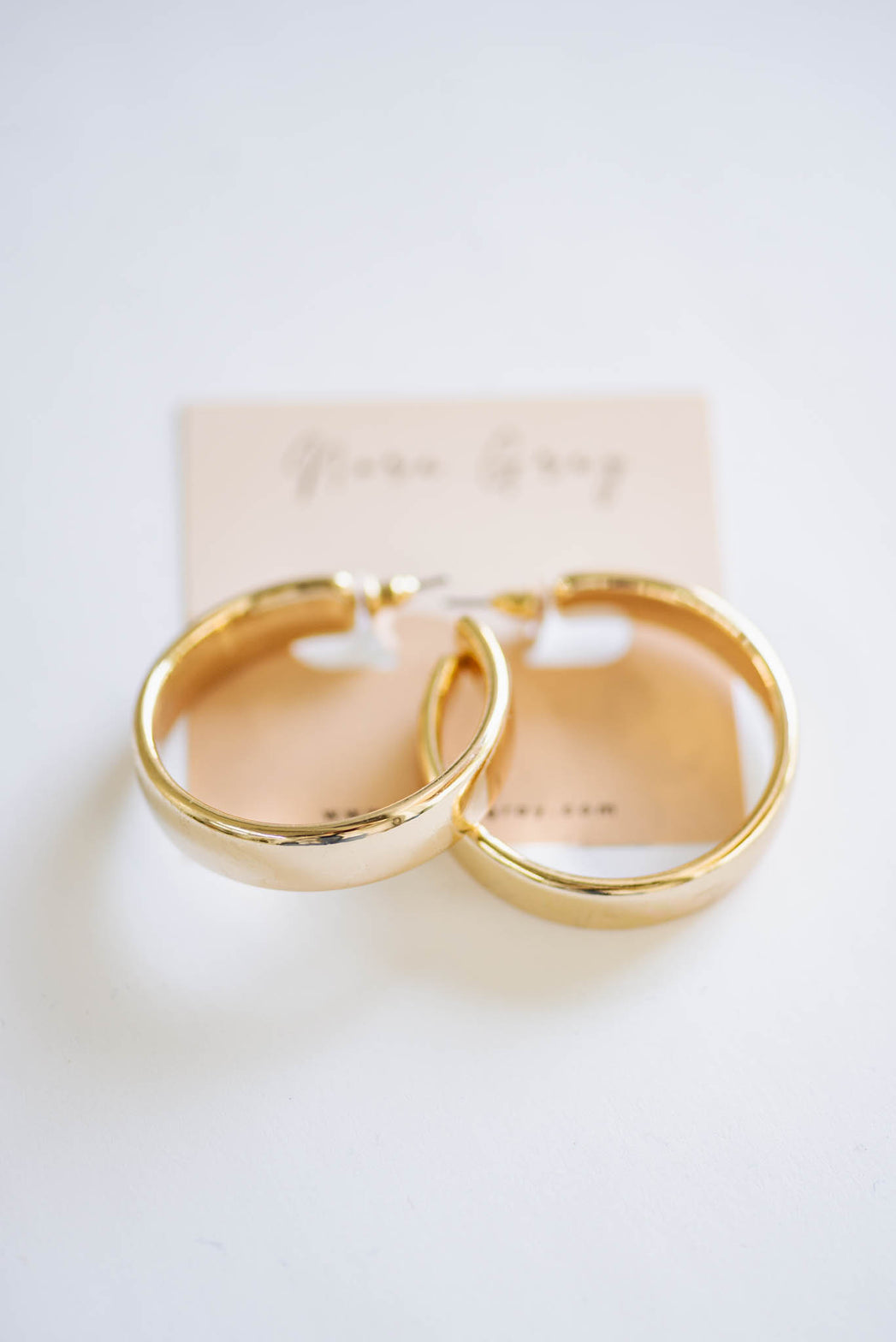 Flattened Round Metal Hoop Earrings