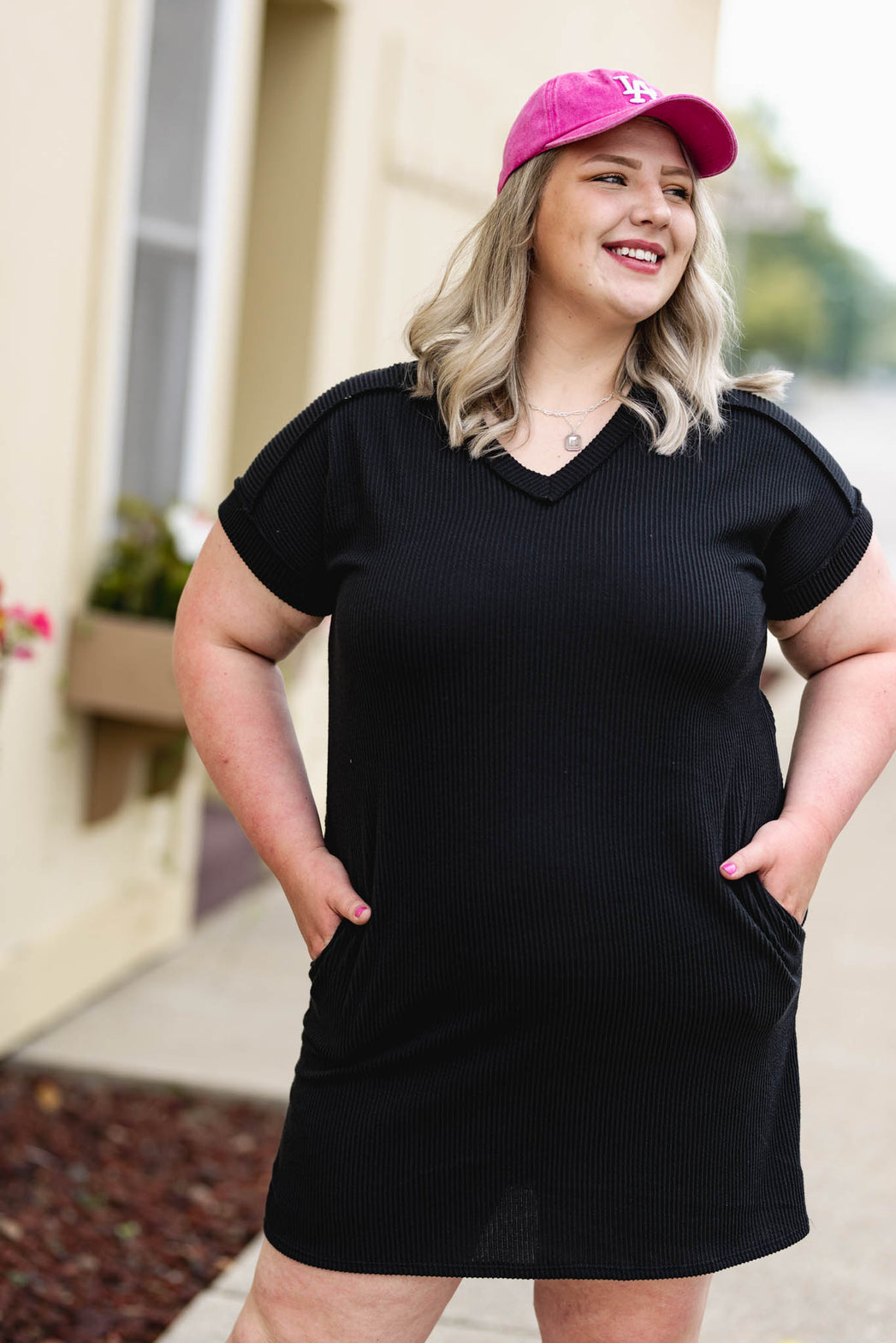 Midnight Dreams Curvy Dolman Ribbed Dress