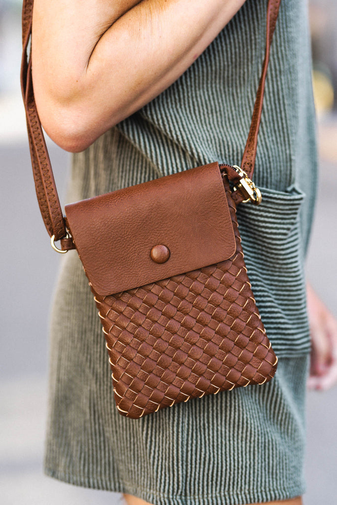 Woven Flapover Crossbody Bag