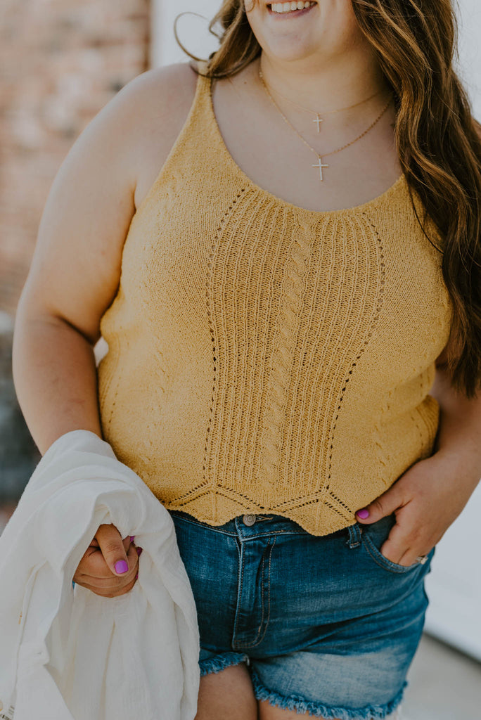 Road Less Traveled Curvy Textured Knit Tank