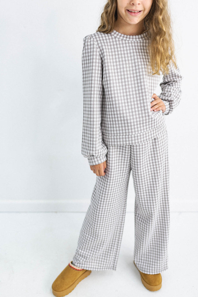 Kids Gingham Long Sleeve Top & Pant Set